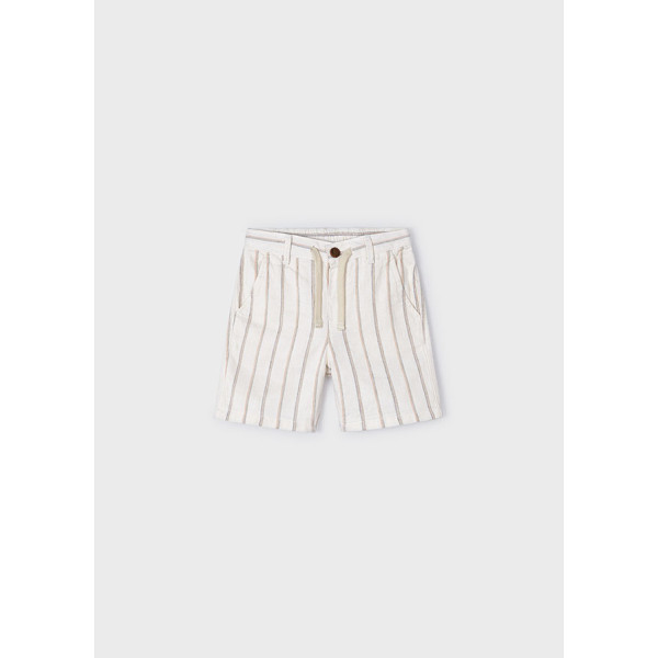 Mayoral Striped linen shorts 24-03279 - Milk
