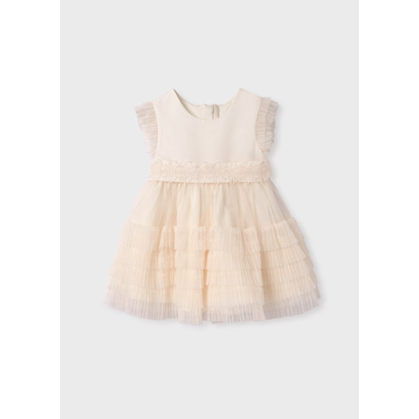 Abel and Lula Pleated ruffled tulle dress 24-05015 - Natural