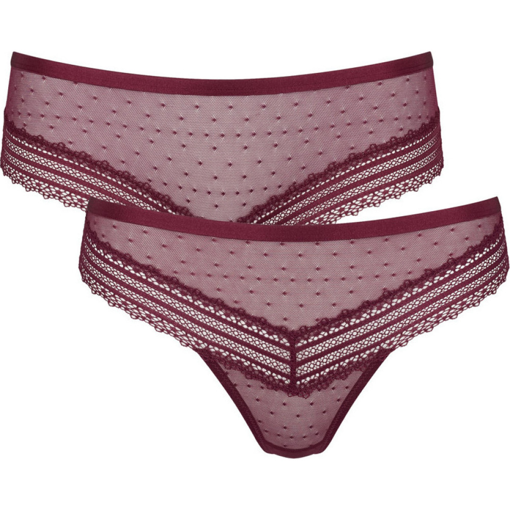 Triumph String - Hipster 2 pack Fashion Fit 10205467 - bordeaux roses