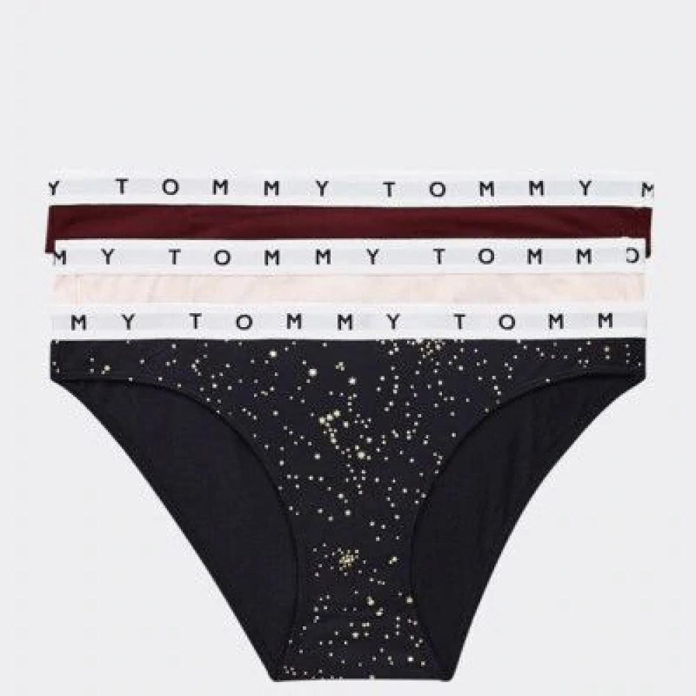 Tommy Hilfiger Slip Bikini 3pack Print UW0UW02523 - Desert Sky-Pale Pink-Deep Roug