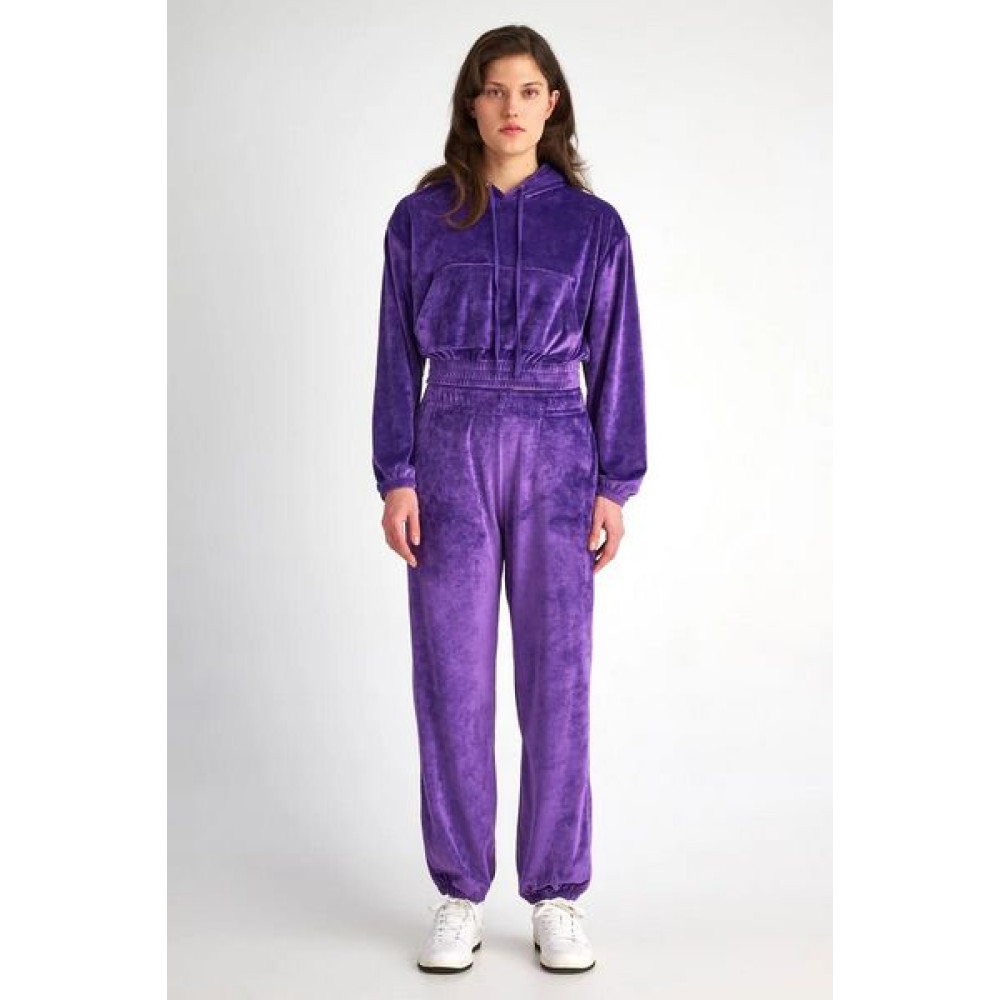 Sugarfree Παντελόνι με λάστιχο Super Soft Velour 23811057 - dark violet
