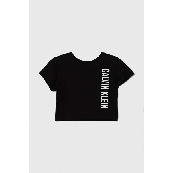 Calvin klein T-shirt cropped logo side KY0KY00061 - μαύρο