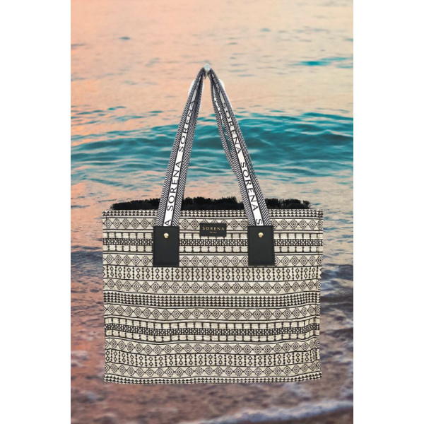 Sorena Greece Large Beach Bag Tinos BB - black