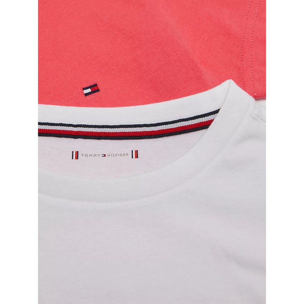 Tommy Hilfiger Σετ 2 μπλούζακια βασικά κοντό μανίκι UG0UG00605 - λευκό - φούξια
