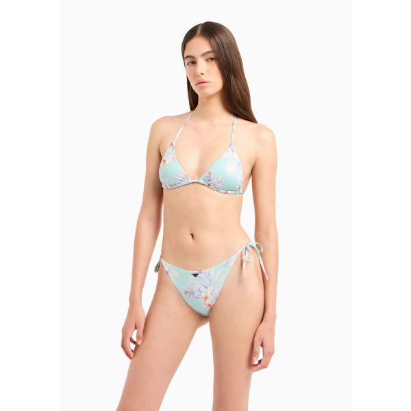 Emporio Armani Bikini Triangle Padded 2627404R335 - hibiscus print mint