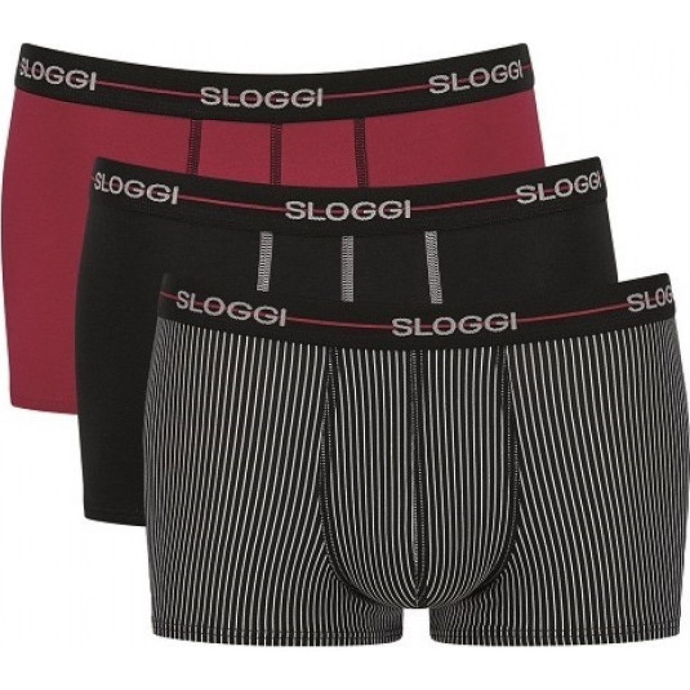 Sloggi Boxer 3 pack Start Hipster 10074006 - κόκκινο-ριγέ-μαύρο