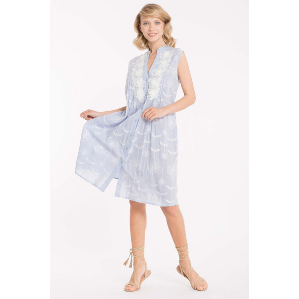 Iconique Elsa Sleeveless Shirt Dress IC22-005 - baby blue