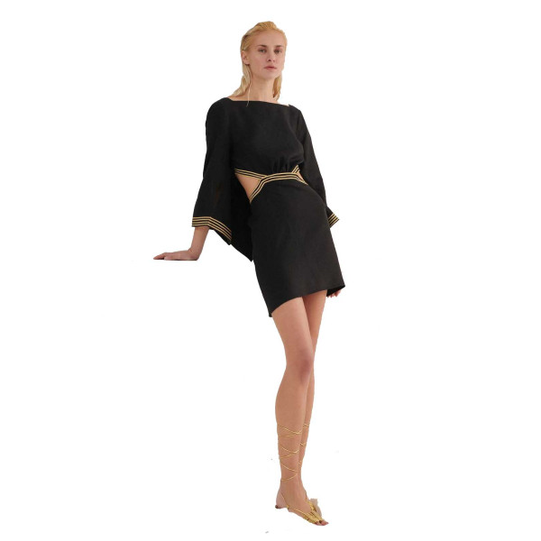 Kaftani Summer Clothes Hymn Mini Dress 23373C - black
