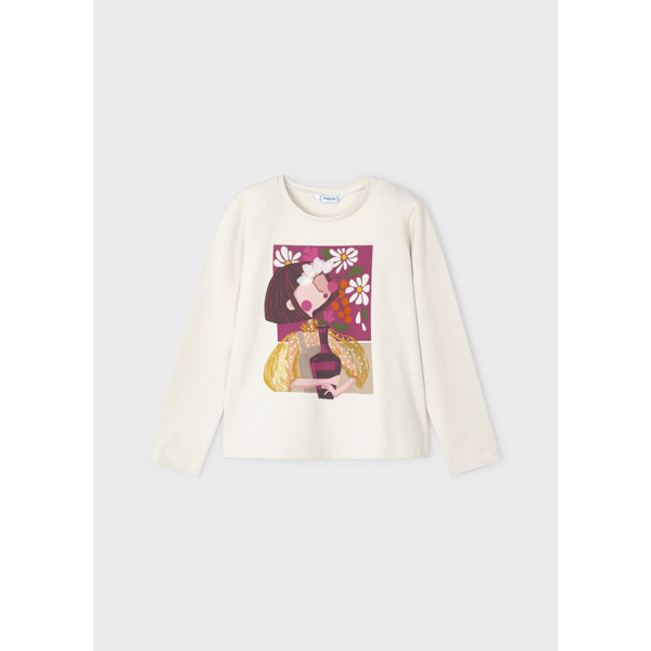 Mayoral L/s printed t-shirt 13-04007 - Chickpea