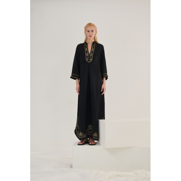 Kaftani Summer Clothes Maxi Dress 23303C - black