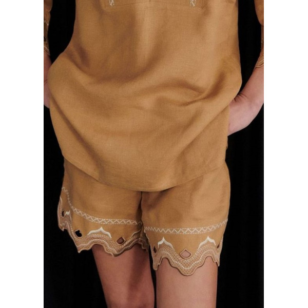 Kaftani Summer Clothes Shorts Λινό 23357B - sand