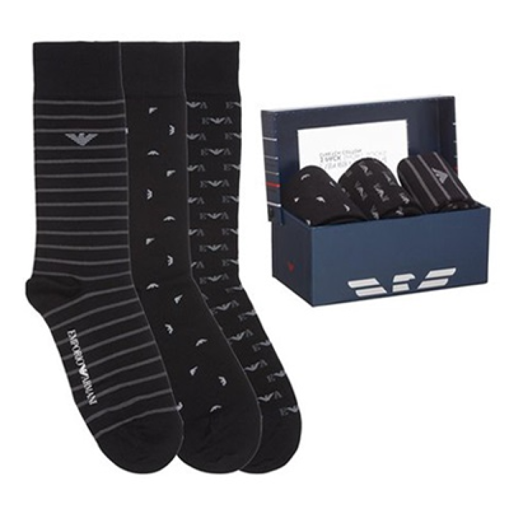 Emporio Armani Socks Set 3pk 3024020A283 - black prt