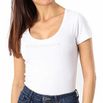 Emporio Armani T-shirt U neck Strass 1633779P263 - λευκό