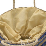Ble Τσάντα ψάθινη ριγέ 5-42-151-0057 - μπλε