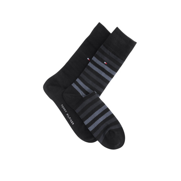 Tommy Hilfiger Κάλτσες 2pack Duo Stripe 472001001 - μαύρο